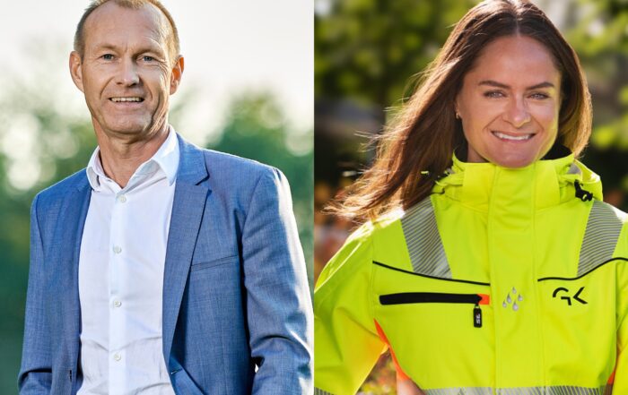 Adm. direktør Jørgen L. Christensen, GK Danmark (tv) og HMS-direktør i GK Martine Lovise Drevvatne (th)